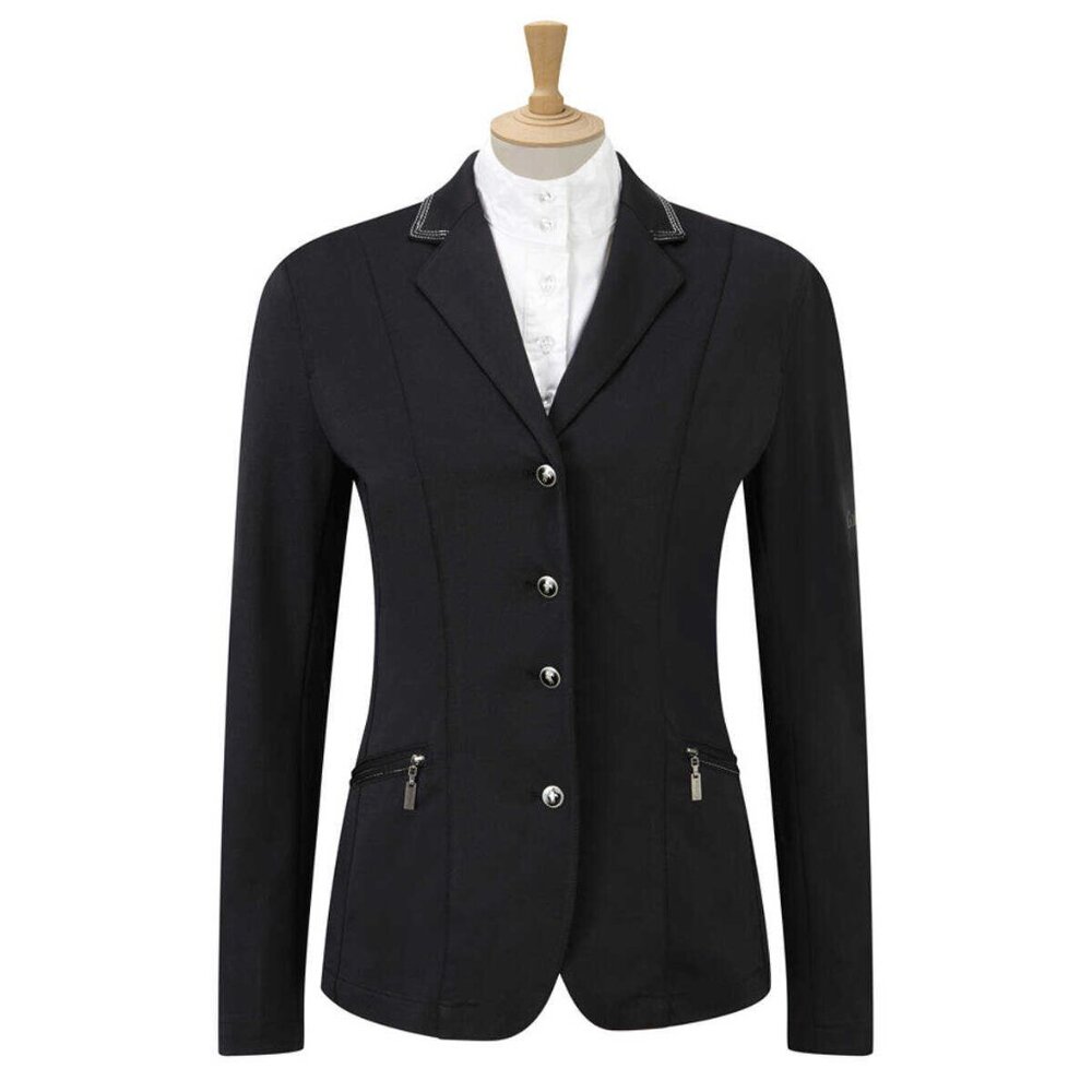 Ladies Caldene Competition Equestrian Jacket Black Embroidered Vent sz 36